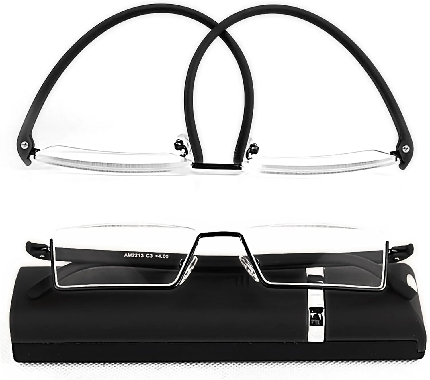 Half Frame Reading Glasses - Half Rim Computer Readers with Glasses Case for Men (3 PCS in Pouch) 2.25