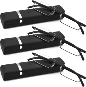 Half Frame Reading Glasses - Half Rim Computer Readers with Glasses Case for Men (3 PCS in Pouch) 2.25