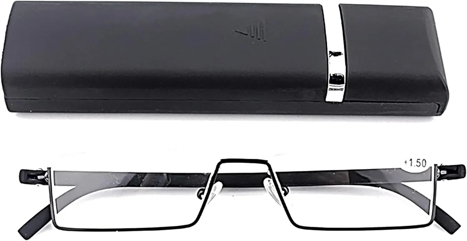 Half Frame Reading Glasses - Half Rim Computer Readers with Glasses Case for Men (3 PCS in Pouch) 2.25
