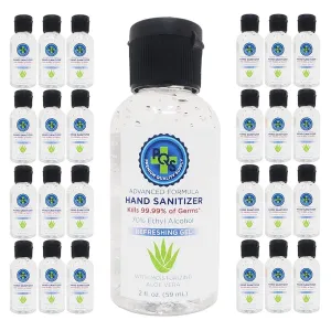 Hand Sanitizer Gel 2 OZ 59 mL - 70% Alcohol w/ Aloe & Mild Lemon Scent (25 Bottles)