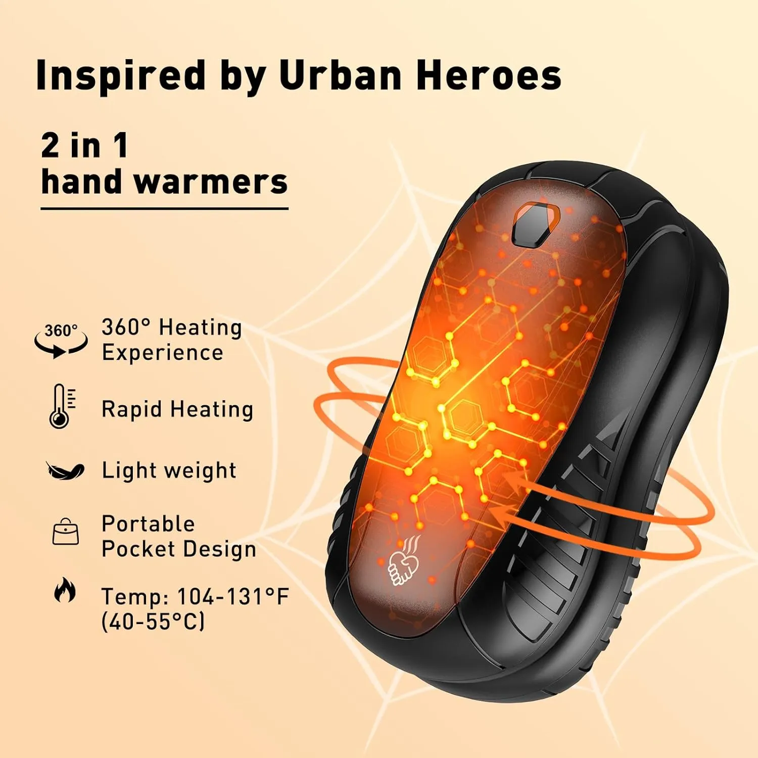 Hand Warmers Rechargeable 2 Pack, 2024 Upgraded Electric Portable Hand Warmers 6000mAh Electric Portable Pocket Heater with 3 Levels Warmth, Gift for Women Men
