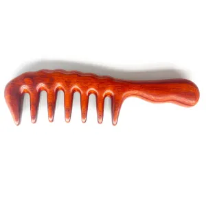 Handmade Wide Tooth Sandalwood Comb, Scalp Massage Hair Pick, Anti-Static Natural Detangler for Men and Women with Free Pouch