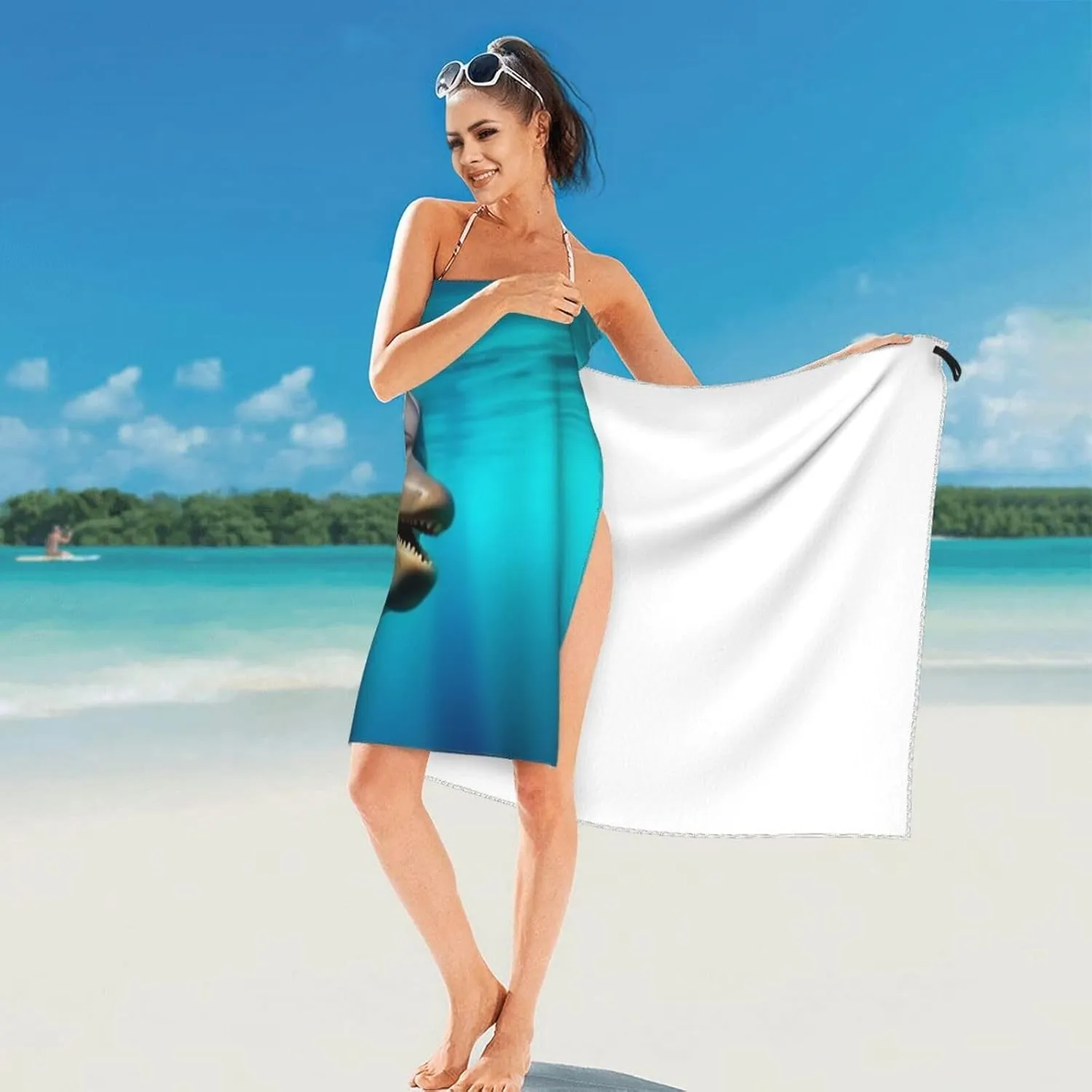 Happy Roaming Dolphin Printed Ultra-Fine Fiber Towels - Quick Drying, Lightweight, and Portable Travel Towels/Beach Towels Suitable for Outdoor Activities, Gyms, and Yoga
