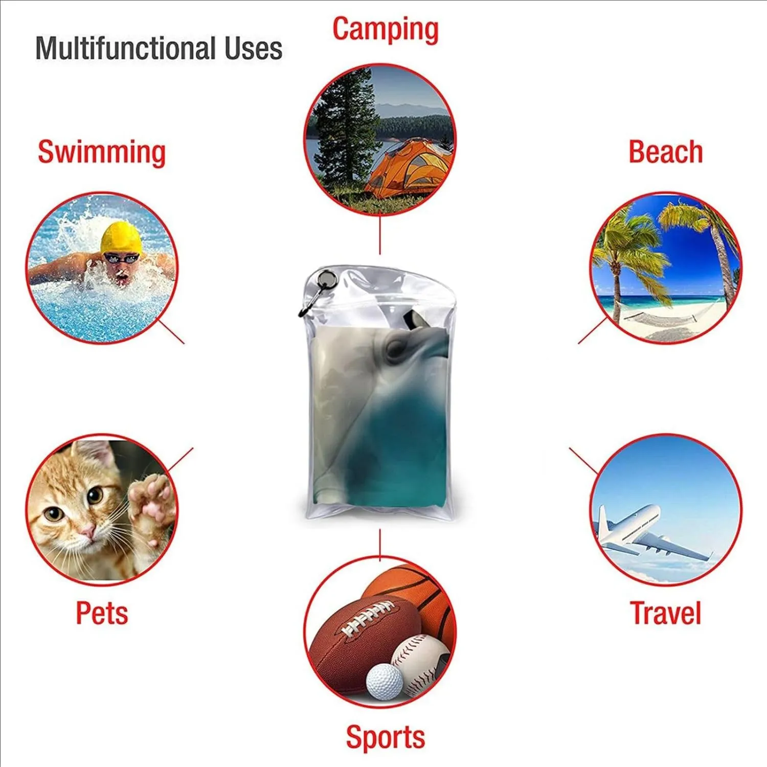 Happy Roaming Dolphin Printed Ultra-Fine Fiber Towels - Quick Drying, Lightweight, and Portable Travel Towels/Beach Towels Suitable for Outdoor Activities, Gyms, and Yoga