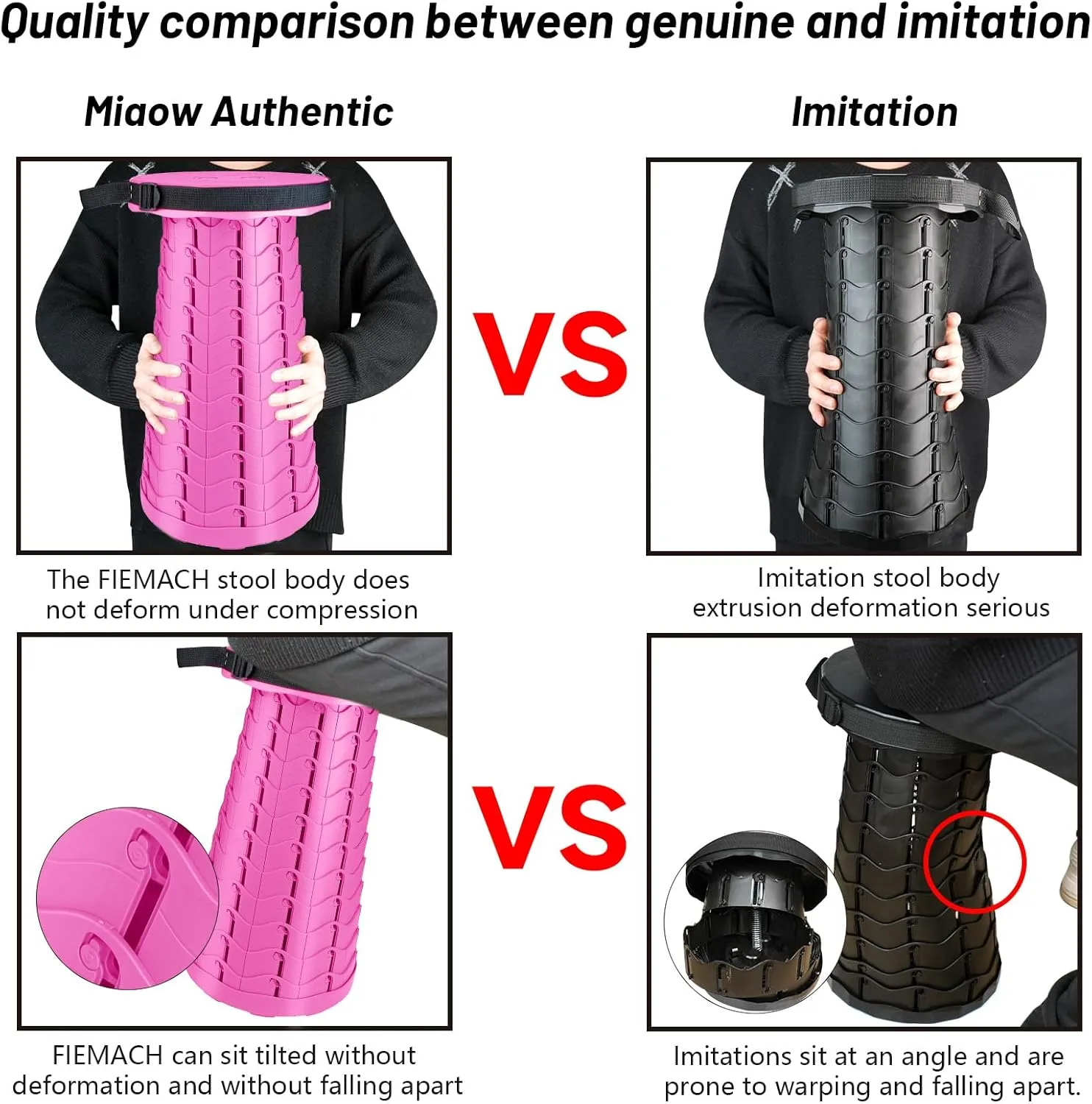 Hesanzol Portable Telescoping Stool, Retractable Folding Stool for Camping Garden Fishing Hiking Travel BBQ, Adjustable Collapsible Stools Max Load 400lbs