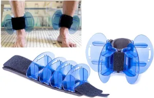High Resistance Hybrid Aquatic Exercise Fin Set - Blue | Aquatic Cuffs | Quick Start Guide | Leg Water Weights | Strength & Swim Training | Exercise Equipment for Pools | Pair (HRPCFIN)