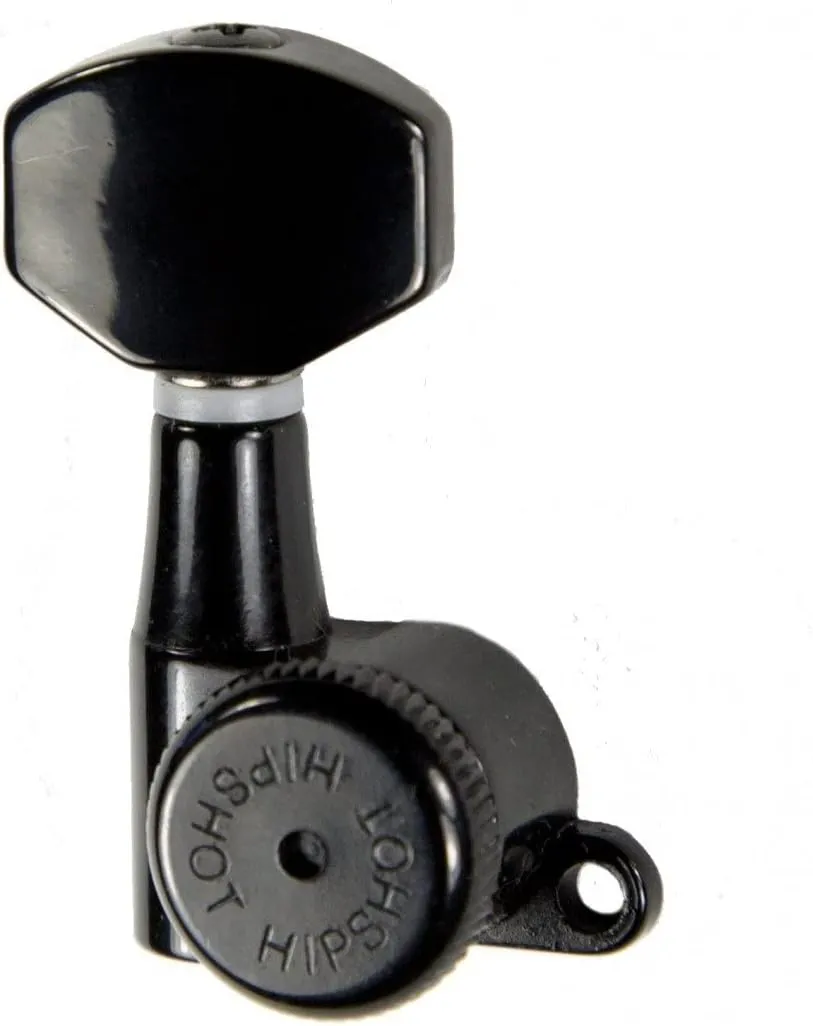 Hipshot Grip-Lock 6 inline Enclosed non-Staggered Post Locking Tuners - Black