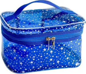 Holographic Makeup Bags Bulk,Clear Storage Bag Toiletry Pocket Portable Zippered Iridescent Pouch Waterproof Cosmetic Gift Bags for Women (Blue-L)