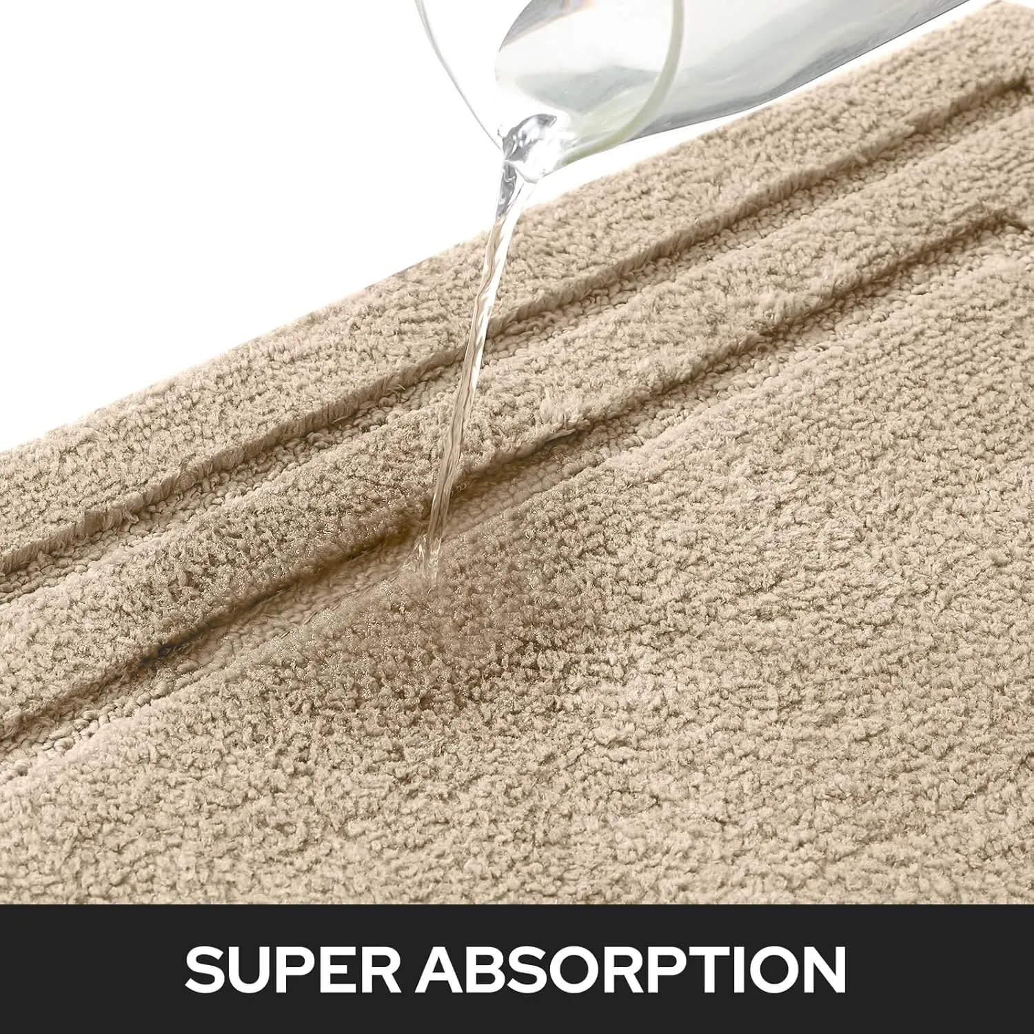 HOMEIDEAS Bathroom Rugs Sets 2 Piece, Super Soft and Absorbent Non Slip Microfiber Machine Washable Bath Mat Set (20" x 32"   16" x 24", Beige)