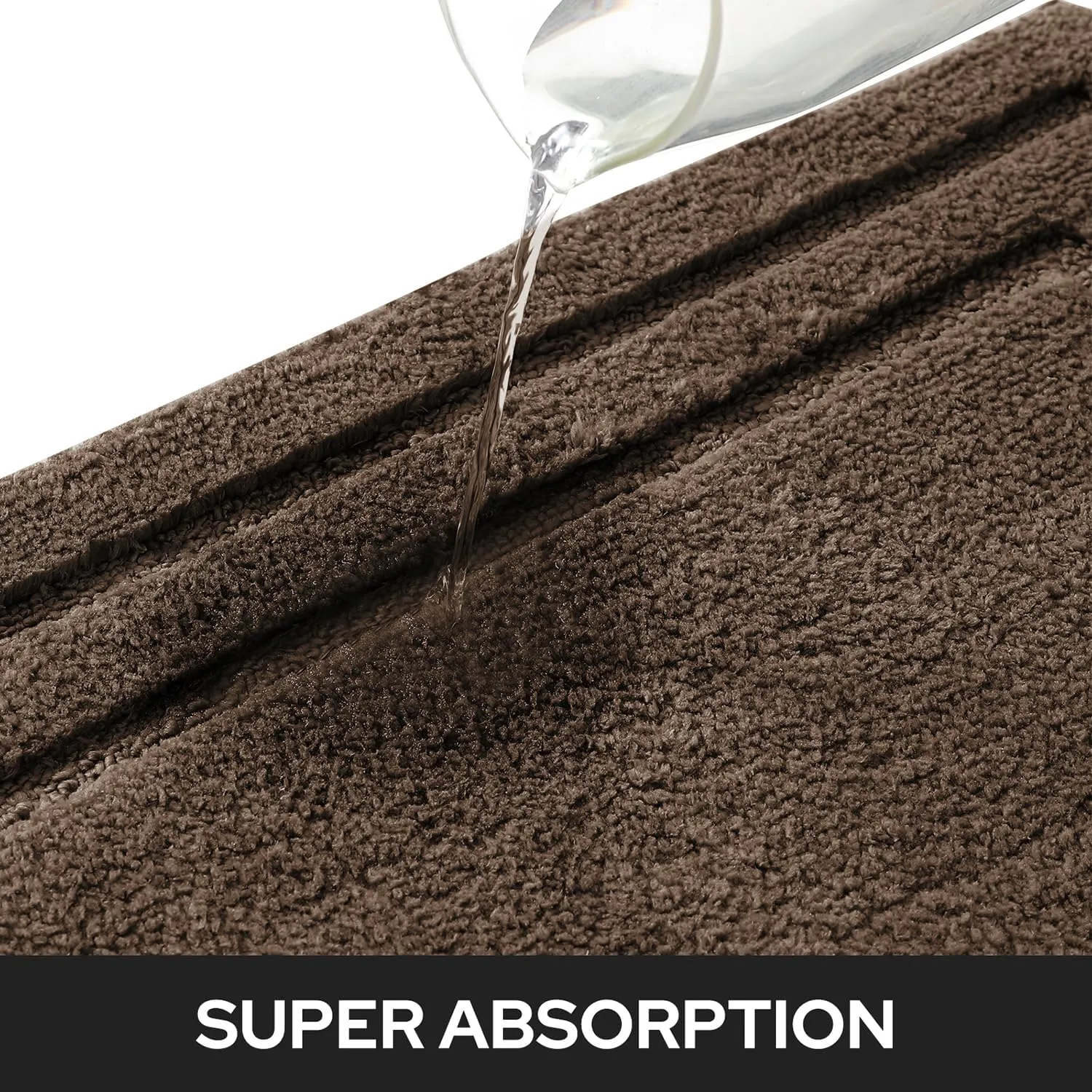 HOMEIDEAS Bathroom Rugs Sets 2 Piece, Super Soft and Absorbent Non Slip Microfiber Machine Washable Bath Mat Set (20" x 32"   16" x 24", Brown)