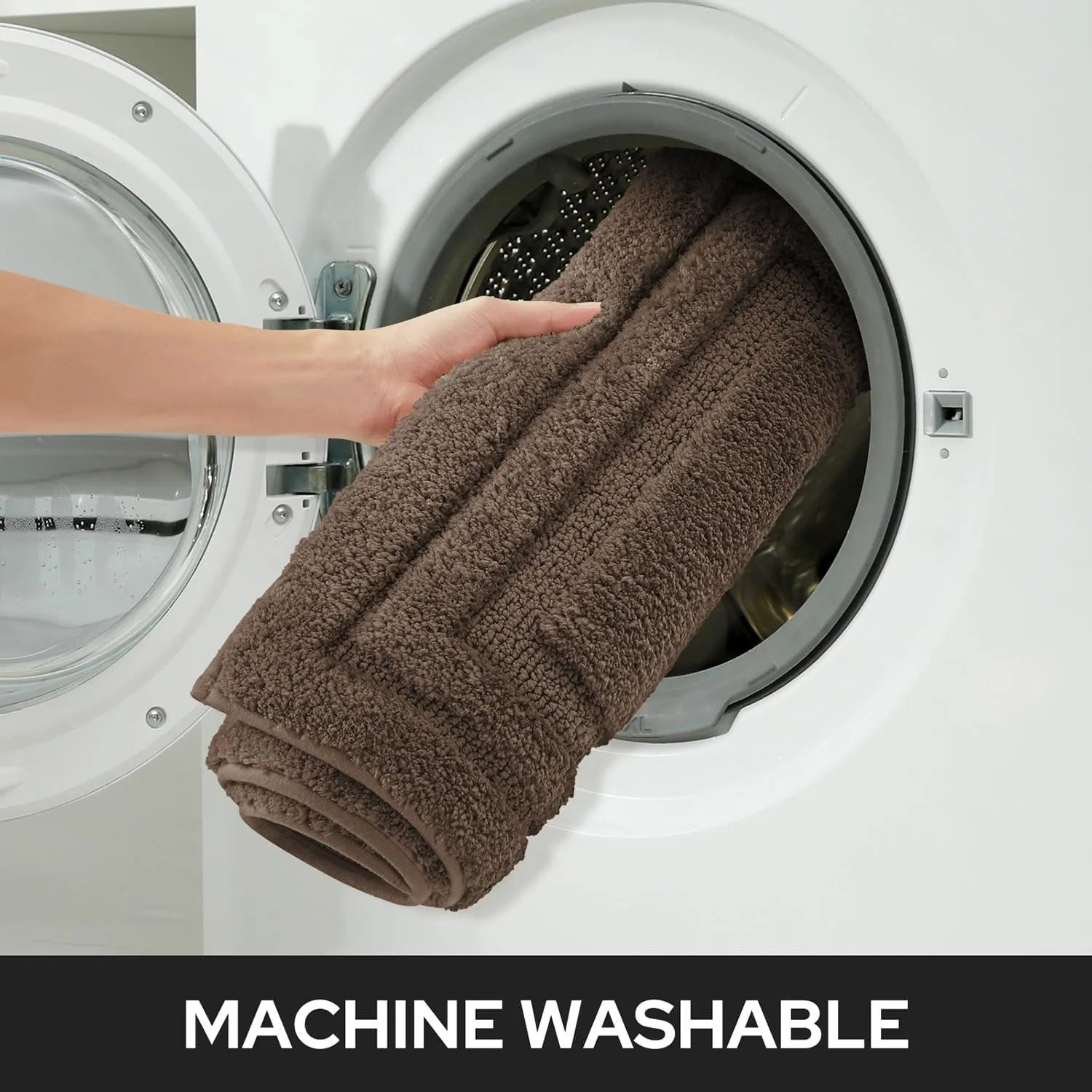 HOMEIDEAS Bathroom Rugs Sets 2 Piece, Super Soft and Absorbent Non Slip Microfiber Machine Washable Bath Mat Set (20" x 32"   16" x 24", Brown)
