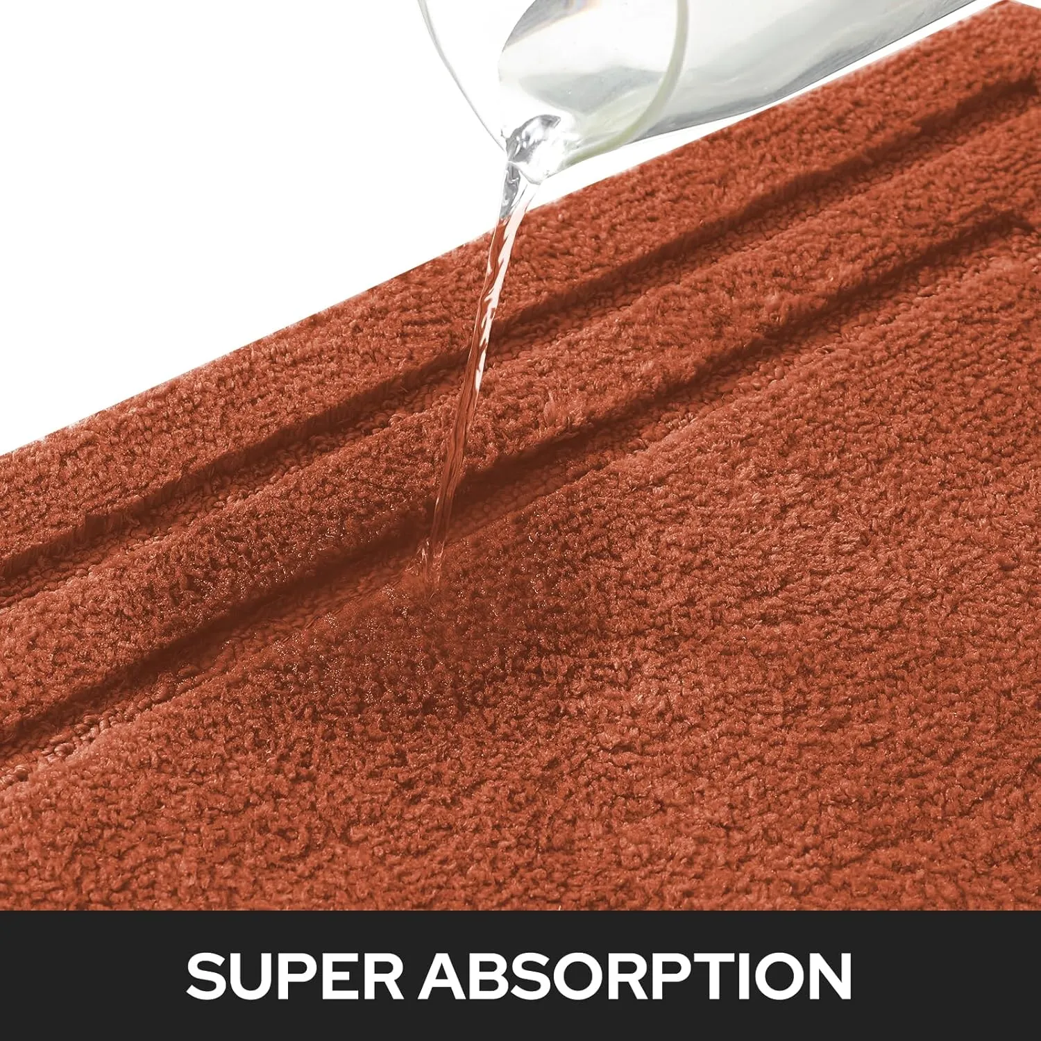 HOMEIDEAS Bathroom Rugs Sets 2 Piece, Super Soft and Absorbent Non Slip Microfiber Machine Washable Bath Mat Set (20" x 32"   16" x 24", Burnt Orange)