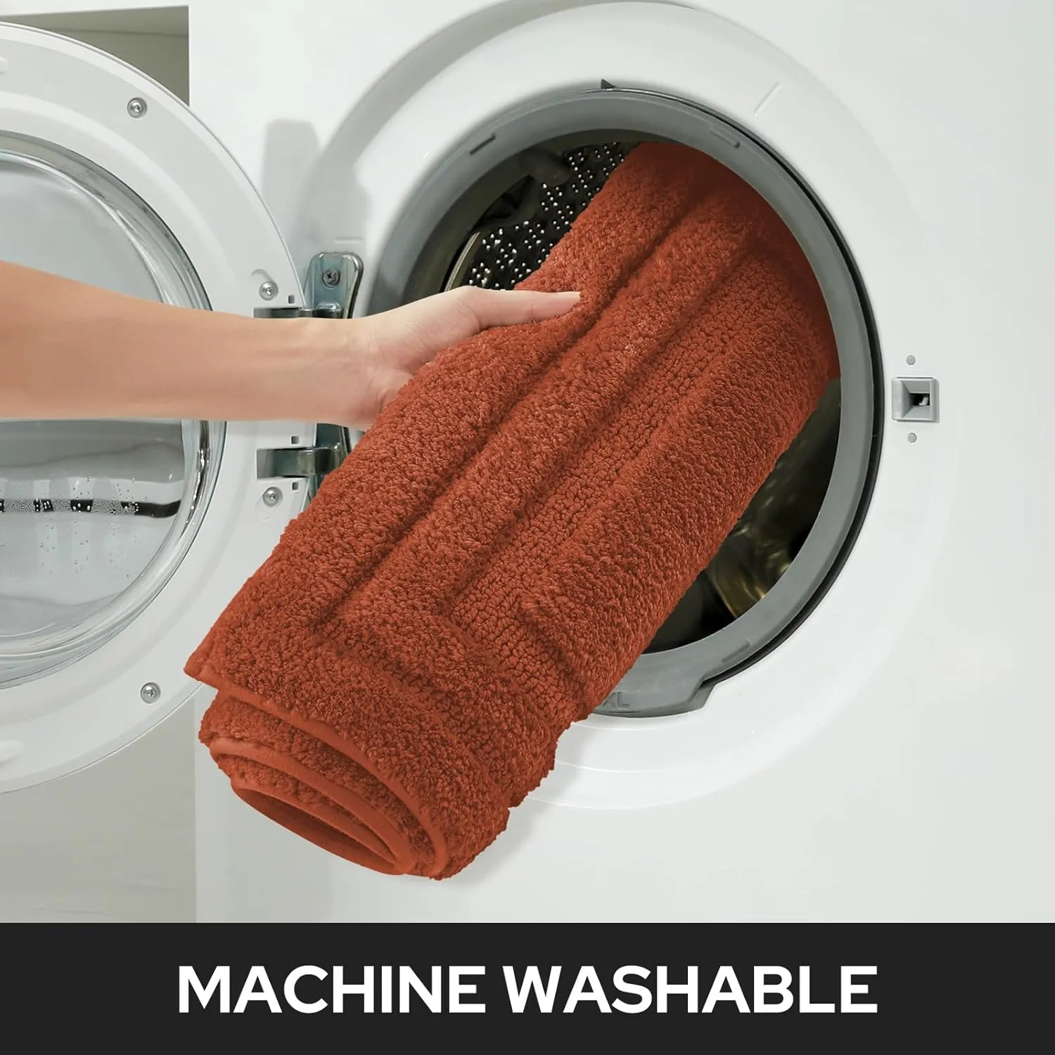 HOMEIDEAS Bathroom Rugs Sets 2 Piece, Super Soft and Absorbent Non Slip Microfiber Machine Washable Bath Mat Set (20" x 32"   16" x 24", Burnt Orange)
