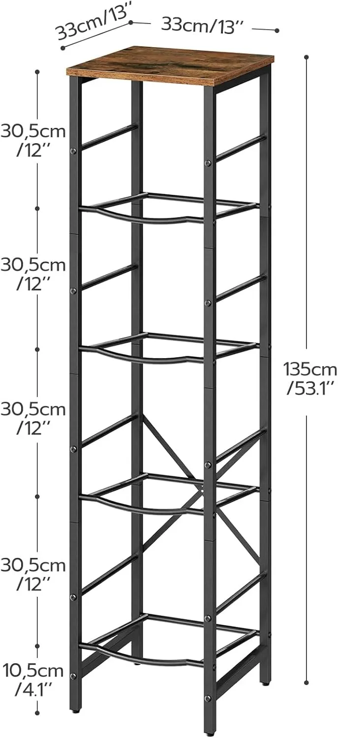 HOOBRO Water Jug Rack, Water Bottle Holder, 5 Gallon Water Jug Rack, 4-Tier Water Bottle Stand, Water Jug Stand, for Kitchen, Living Room, Office, Rustic Brown and Black BF02ST01