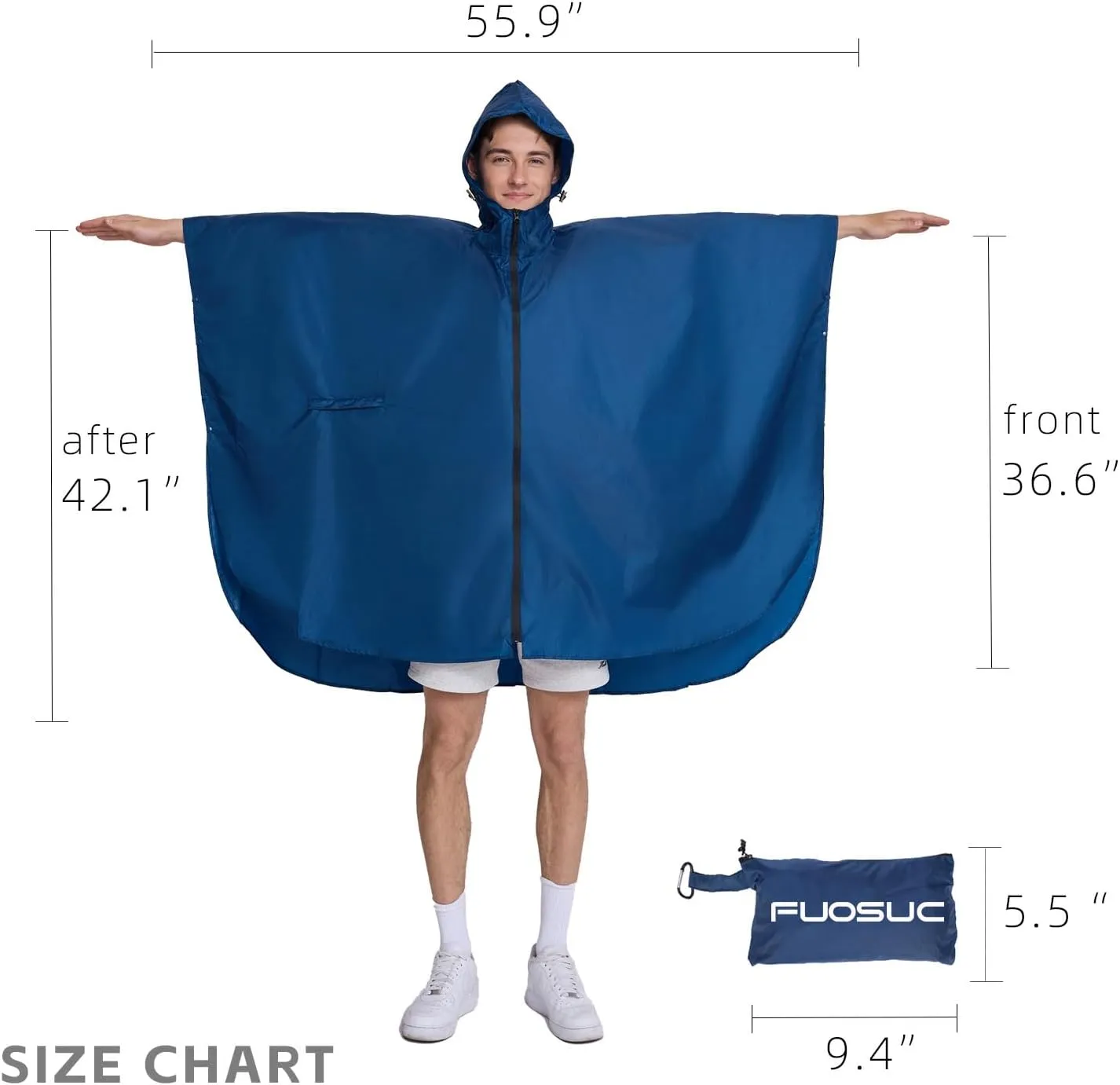 Hooded cape style waterproof raincoat suitable for outdoor activities, hiking, mountaineering, and both men and women