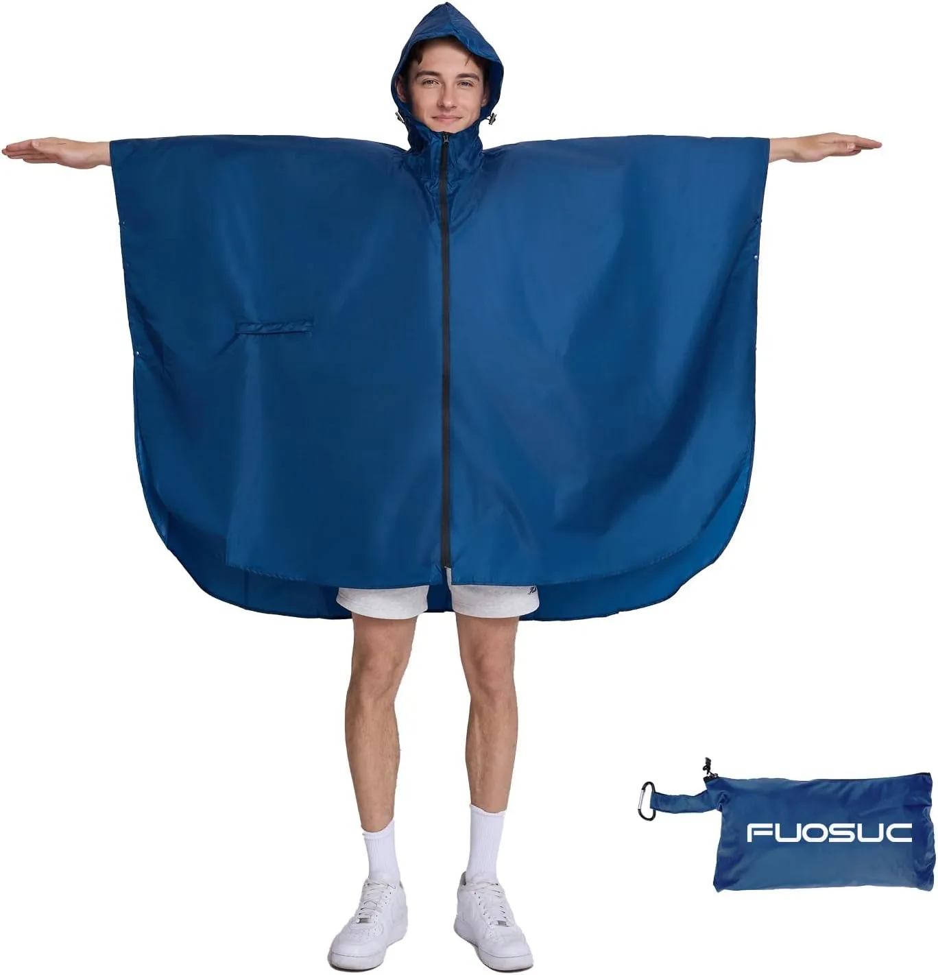 Hooded cape style waterproof raincoat suitable for outdoor activities, hiking, mountaineering, and both men and women