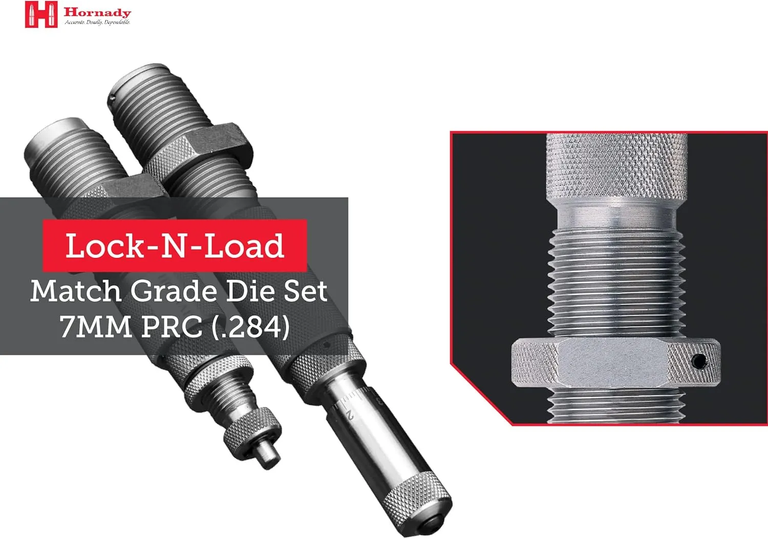 Hornady Match Grade 2 Die Set - Caliber Specific Reloading Equipment for Handloaders with Full Length Sizer Die, Seating Die with Roll Crimp, Sure-Loc Rings, & Storage
