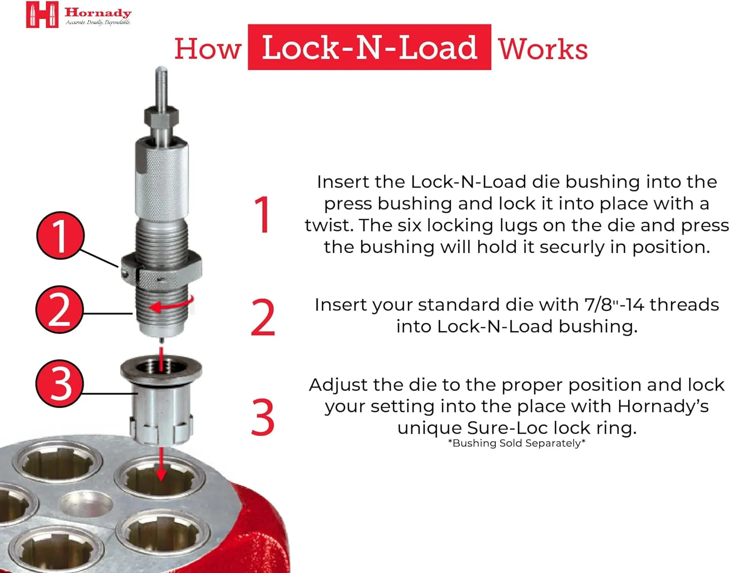 Hornady Match Grade 2 Die Set - Caliber Specific Reloading Equipment for Handloaders with Full Length Sizer Die, Seating Die with Roll Crimp, Sure-Loc Rings, & Storage