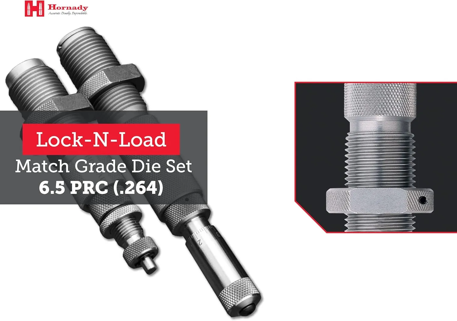Hornady Match Grade 2 Die Set - Caliber Specific Reloading Equipment for Handloaders with Full Length Sizer Die, Seating Die with Roll Crimp, Sure-Loc Rings, & Storage