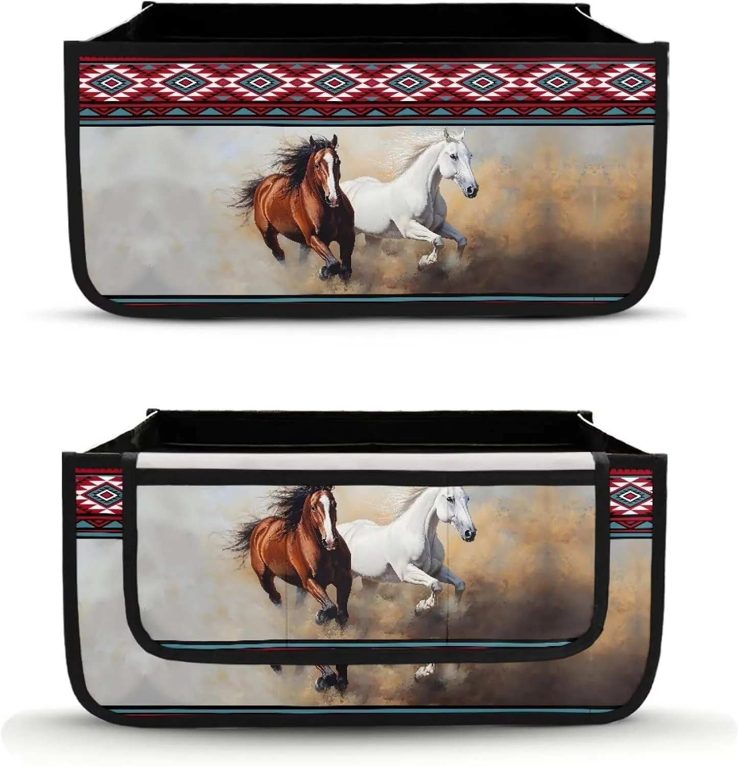 Horse Aztec Tribal Pattern Bag for Walkers for Seniors Reusable Water Resistant Walker Wheelchair Accessories Bag for Four Wheel Rollator Mobility Aid Accessory Pouch