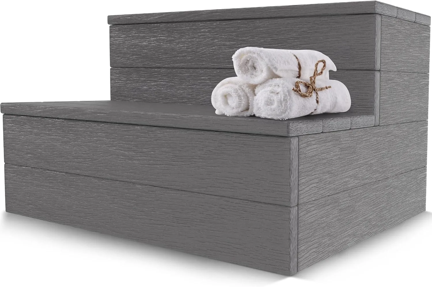Hot Tub Steps,Wood Looking Plastic Steps for Hot Tub,Top Waterproof Hot Tub Stairs,Safe and Non-Slip Spa Steps,Upgrade Heavy Duty Outdoor Steps,Suitable for Any Size Hot Tub