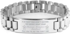 Human Resources Assistant Bracelet, If at first you don't succeed, try doing what your athletic trainer told you to do the first time., Stainless Steel Courage Inspirational Wristband, Ladder Sty