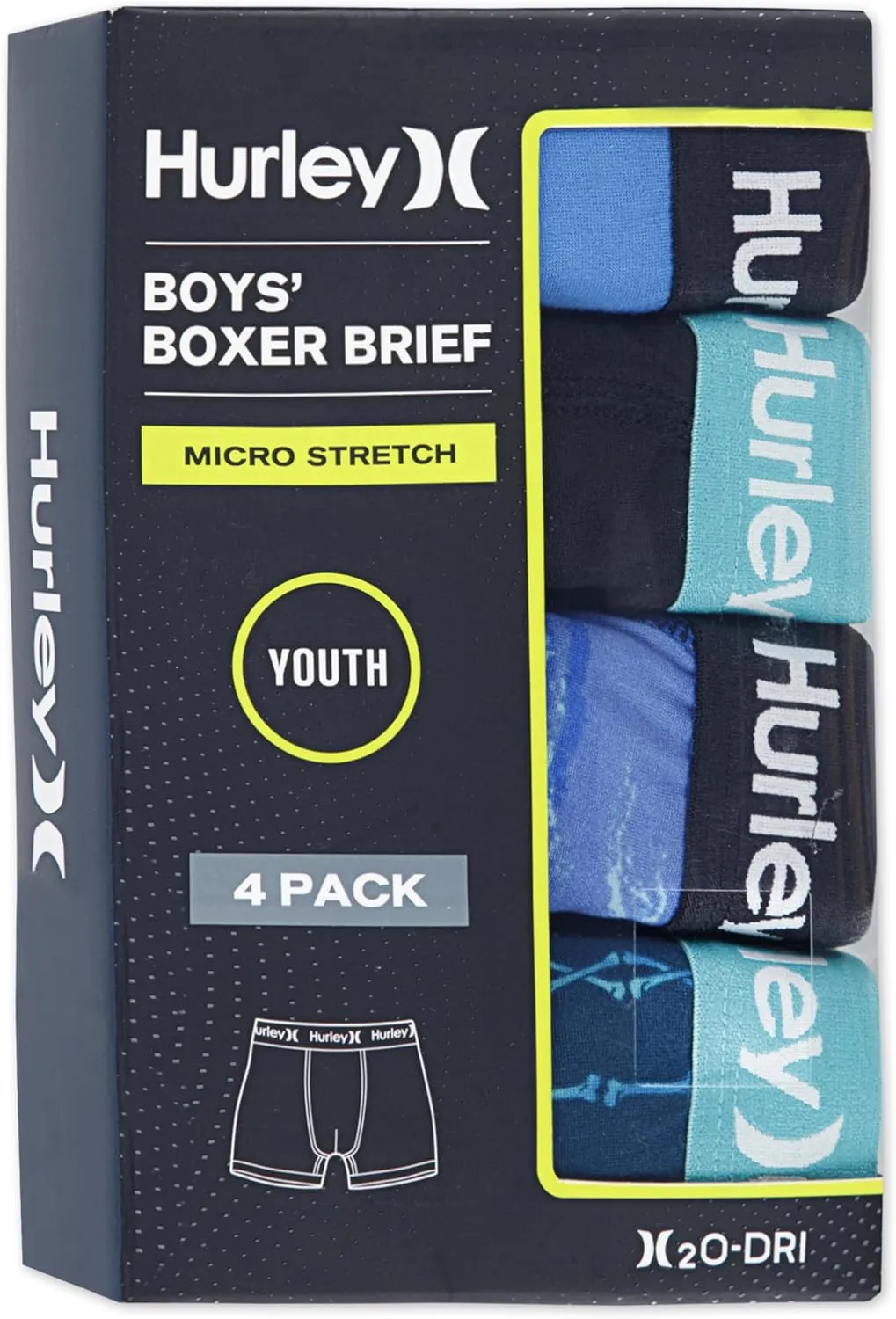 Hurley Boys' Performance Boxer Briefs (4-Pack)