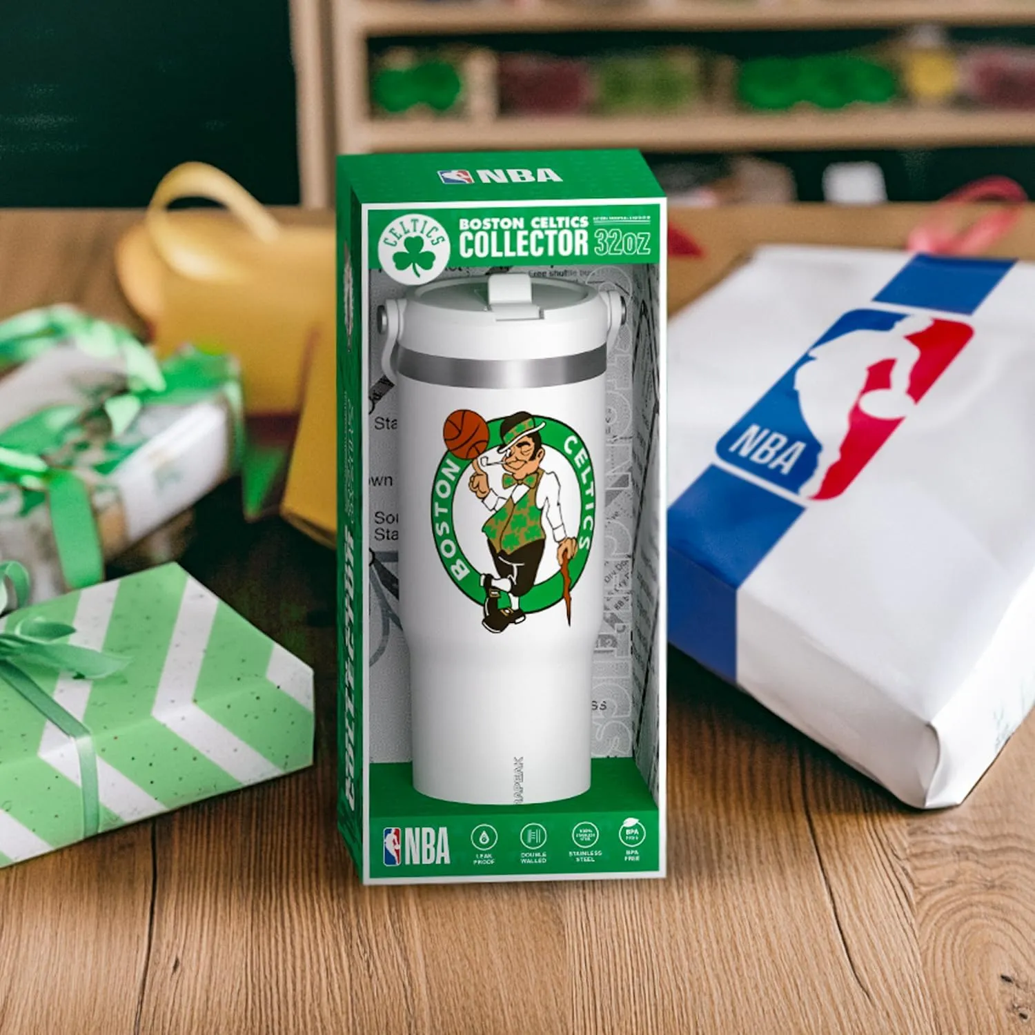 Hydrapeak x NBA Officially Licensed Chicago Bulls 32oz Nomad Stainless Steel Tumbler with Handle and Straw Lid, Leakproof Water Bottle in Limited Edition Collector's Gift Box