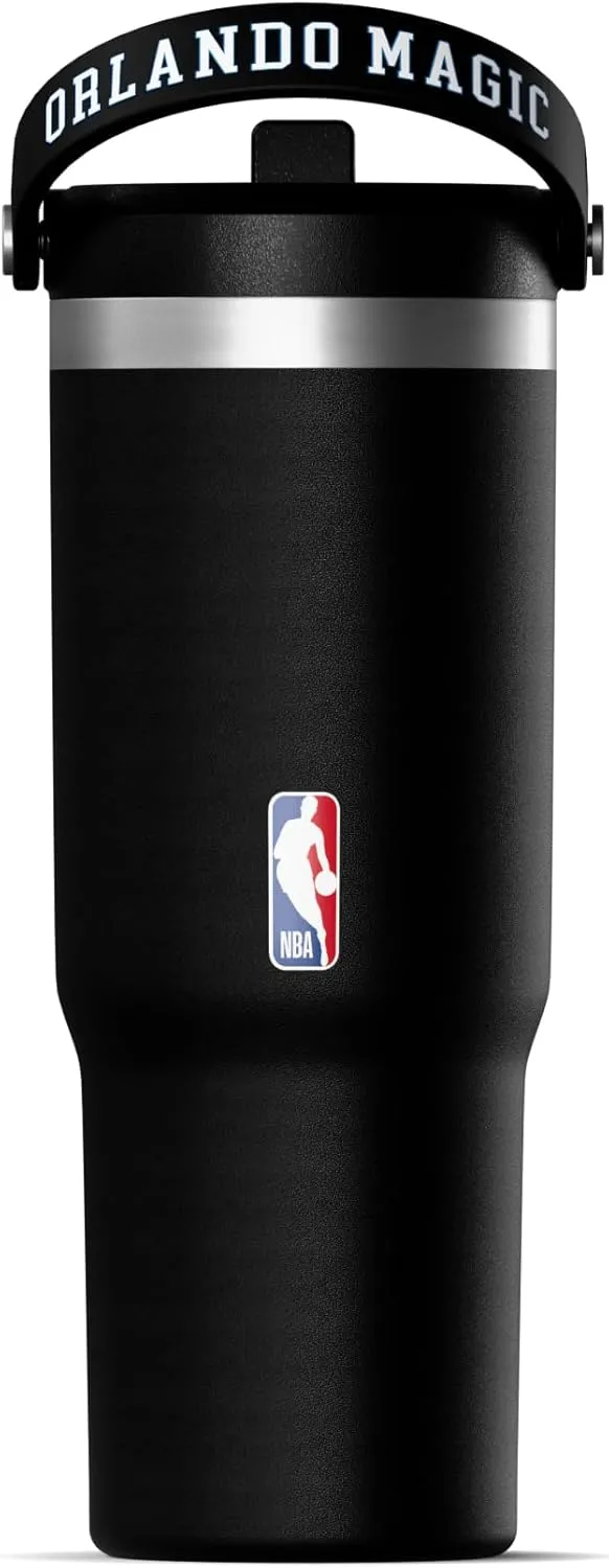Hydrapeak x NBA Officially Licensed Orlando Magic 32 oz Nomad Tumbler with Handle and Straw Lid, Leakproof Stainless Steel Water Bottle