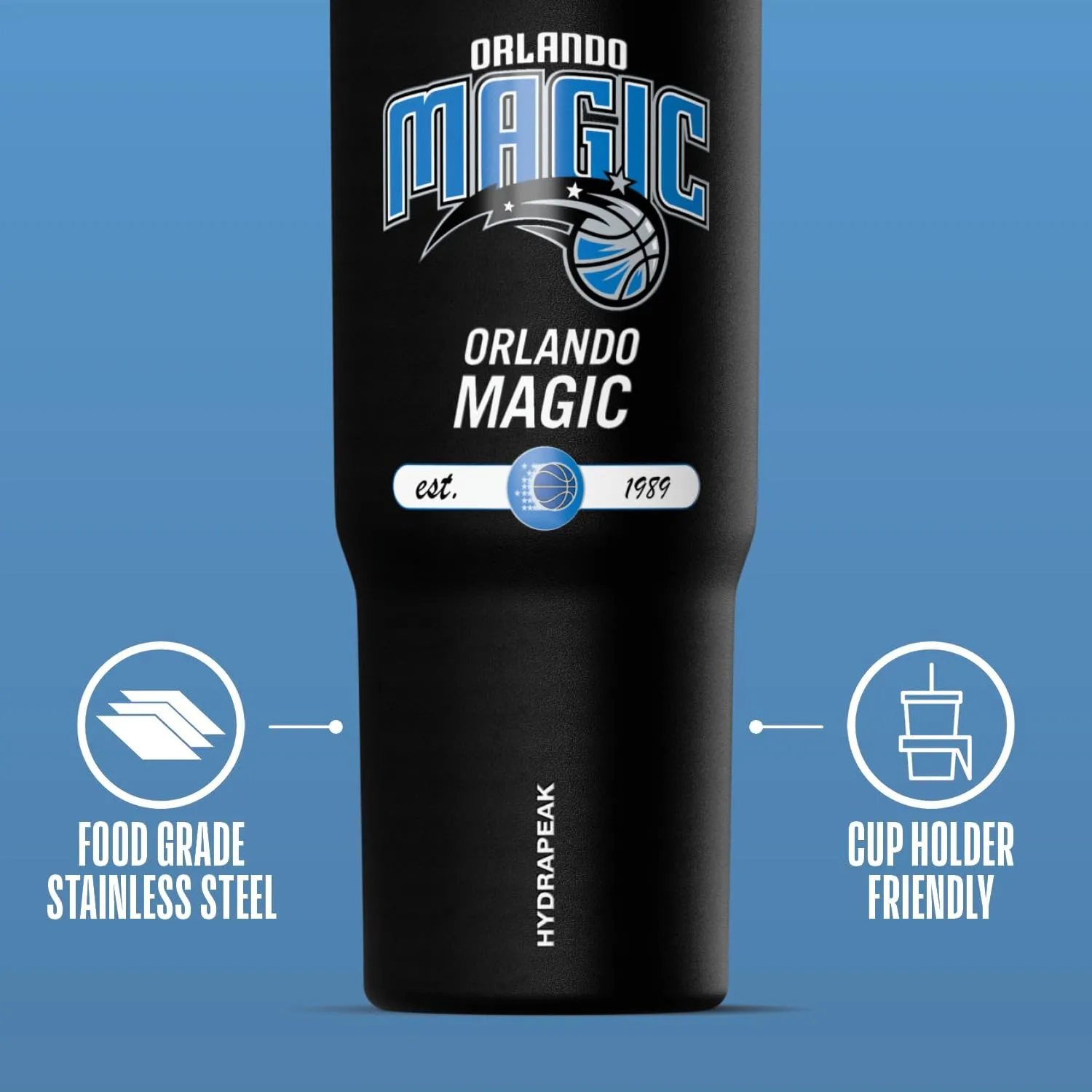 Hydrapeak x NBA Officially Licensed Orlando Magic 32 oz Nomad Tumbler with Handle and Straw Lid, Leakproof Stainless Steel Water Bottle