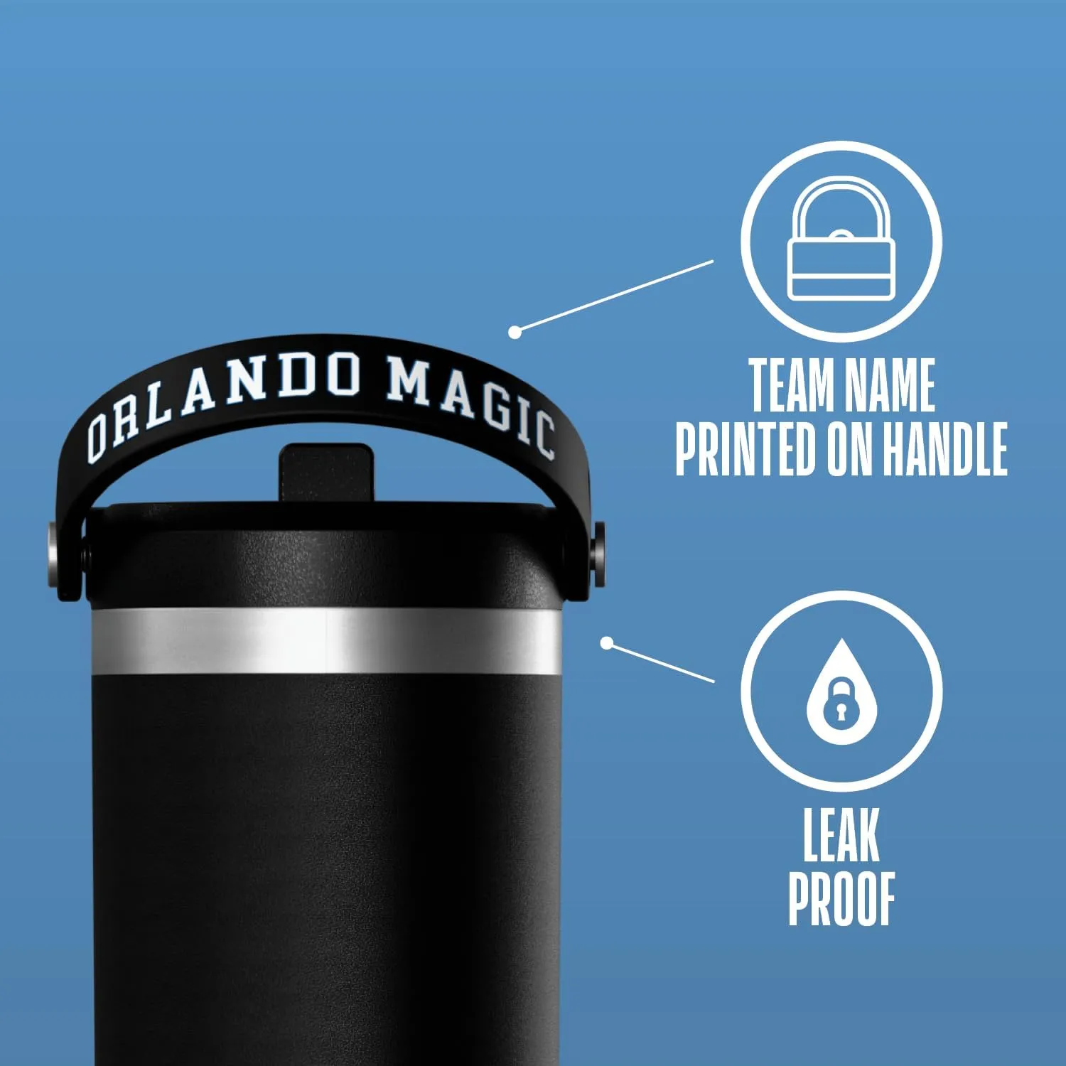 Hydrapeak x NBA Officially Licensed Orlando Magic 32 oz Nomad Tumbler with Handle and Straw Lid, Leakproof Stainless Steel Water Bottle