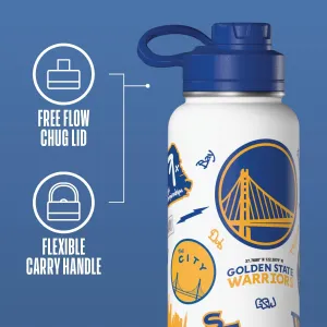 Hydrapeak x NBA Officially Licensed San Francisco Golden State Warriors 32oz Active Water Bottle Chug Lid Stainless Steel Reusable Double Wall Celebrating The City Of San Francisco