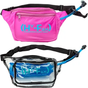 Hydration Fanny Pack with Bladder, 17oz BPA-Free, Hands-Free Design, Secure Pockets, Ideal for Athletic Outdoor Activities, Travel and More – Pink and Clear