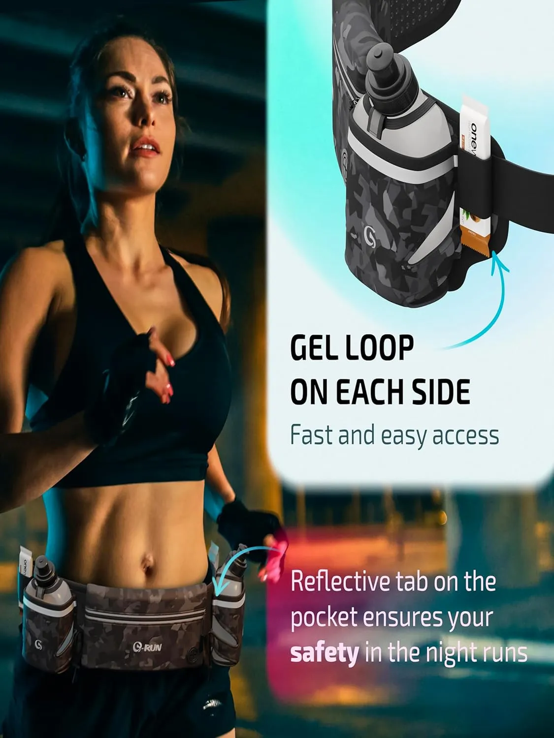 Hydration Running Belt with 2x10oz Bottles - Water Belts for Woman and Men - iPhone Belt for Any Phone Size - Fuel Marathon Waist Pouch for Runners - Jogging Cycling Biking