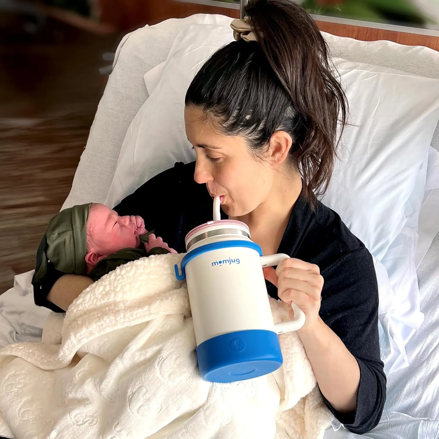 Hydration Water Bottle for Moms 50oz (Without Indicator, White)