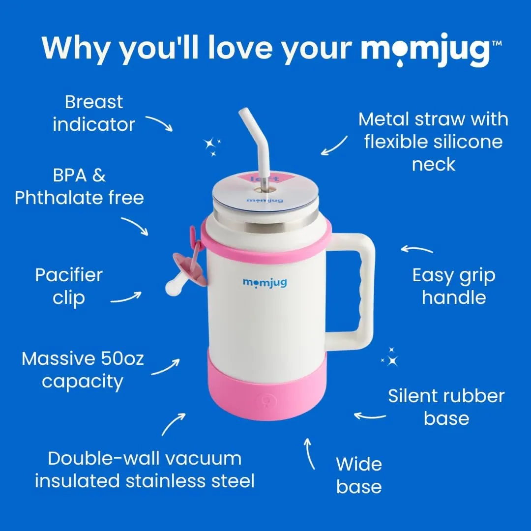 Hydration Water Bottle for Moms 50oz (Without Indicator, White)