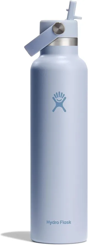 Hydro Flask 24 Oz Stainless Steel Standard Mouth Water Bottle with Flex Straw Cap and Double-Wall Vacuum Insulation