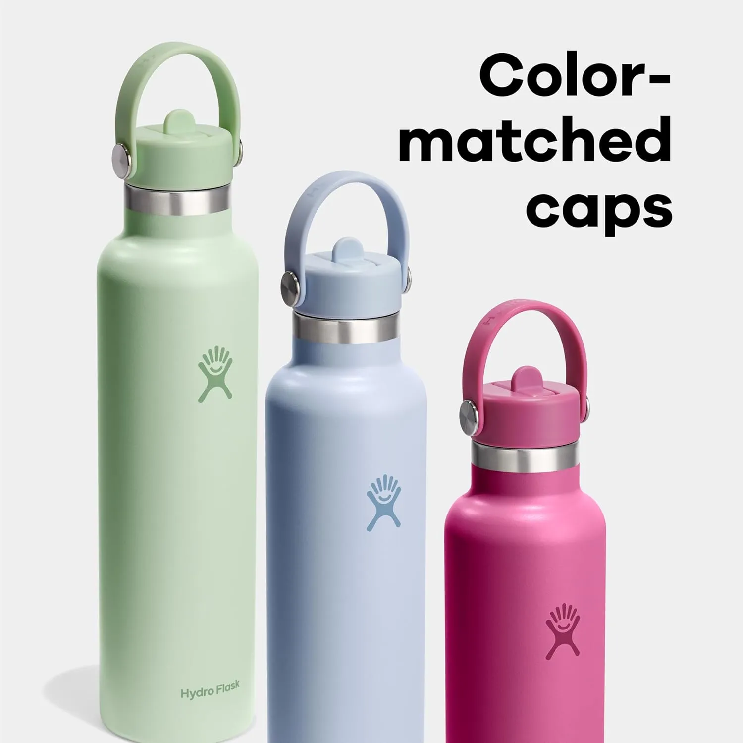 Hydro Flask 24 Oz Stainless Steel Standard Mouth Water Bottle with Flex Straw Cap and Double-Wall Vacuum Insulation