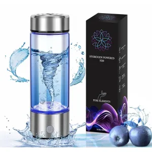 Hydrogen Powered Water Bottle, 2025 Upgraded Model, SPE PEM Technology with up to 2000ppb in 3 Minutes, 420ml, Portable Water Ionizer Machine, Rechargeable Battery, Silver