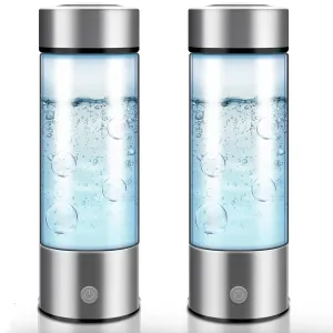 Hydrogen Water Bottle 14oz - 2024 Portable Hydrogen Water Ionizer Machine - Hydrogen Water Generator - Hydrogen Rich Water Glass Health Cup for Home Office Travel (2 Pack)
