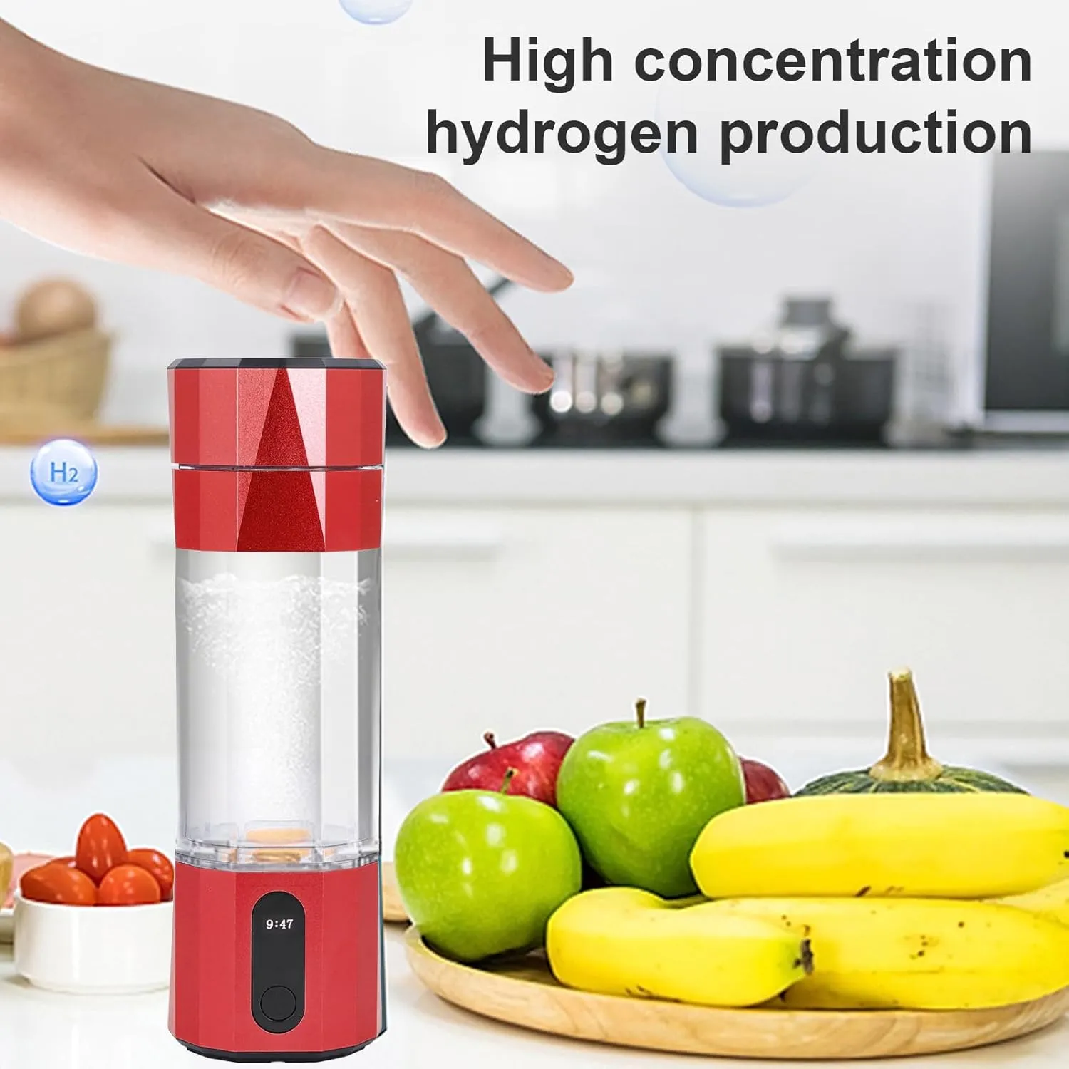 Hydrogen Water Bottle 6000 to 8000 PPB 208ml Advanced Electrolysis Technology for Office Travel Exercise (#2)(Red)