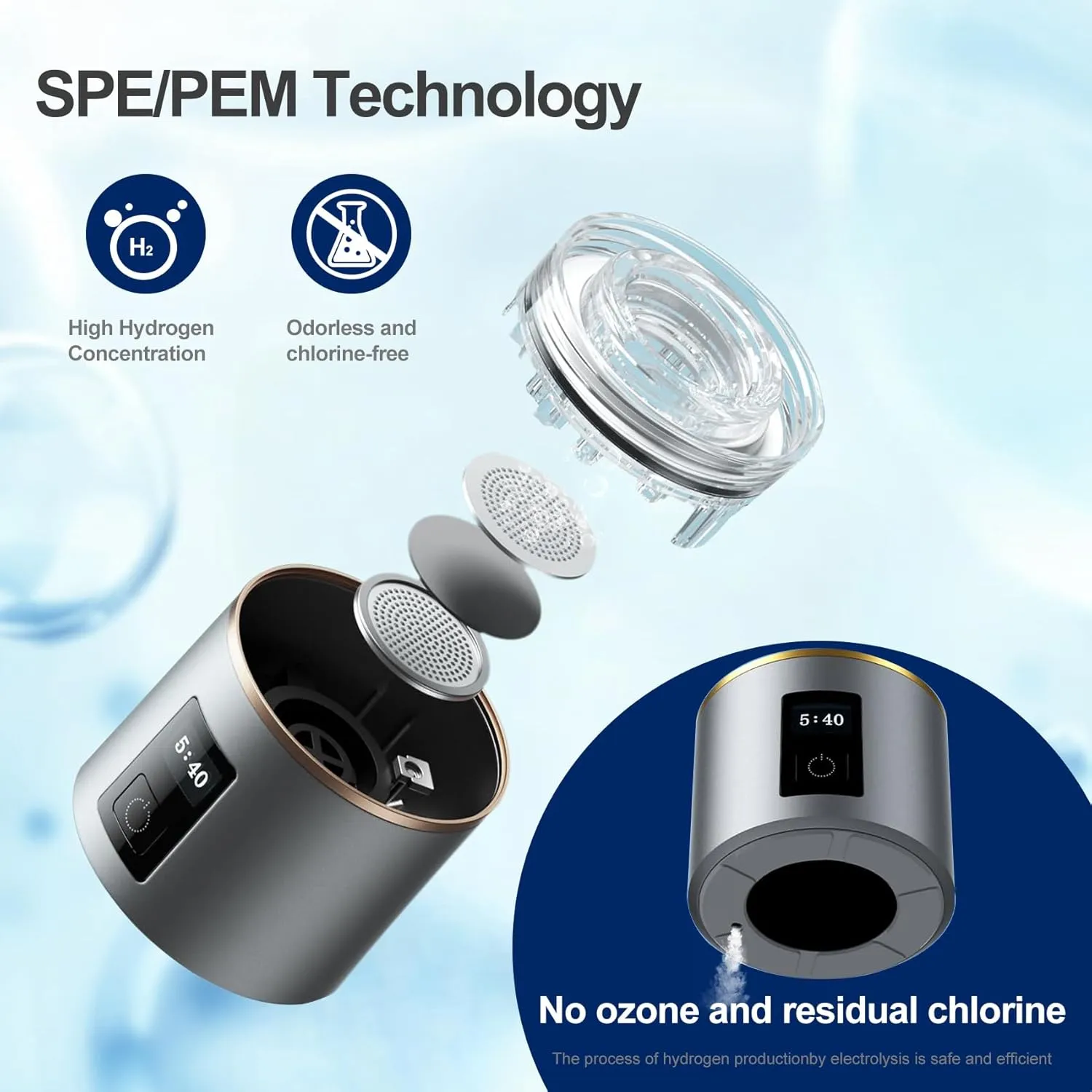 Hydrogen Water Bottle Generator 2024, PEM/SPE Electrolysis Hydrogen Water Technology, 4000  PPB, LED Display, Hydrogen Water Ionizer Machine, Hydro Generator, Gifts for Men and Women
