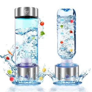 Hydrogen Water Bottle Generator, 2025 New Portable Hydrogen Water Bottle - SPE PEM Tech, 3Min 2200 PPB Rechargeable Hydrogen Water, 14OZ Hydrogen Water Machine, UL Certified for Outdoor, Office