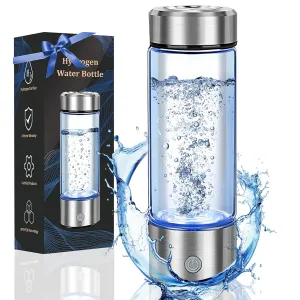 Hydrogen Water Bottle Generator, Portable Hydrogen Water Ionizer Machine Rechargeable Hydrogen Rich Water Glass Bottle for Travel 420ml Gift for Women Gifts for Men Gifts for Firend Birthday Gifts