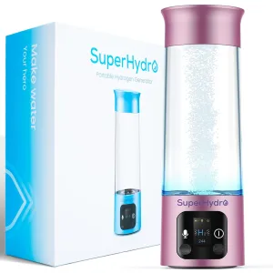 Hydrogen Water Bottle Generator - Up to 6000  PPB Concentration - SPE/PEM Technology - Drink Water Voice Reminder - Water Ionizer Machine Suitable for Office,Travel and Daily Drinking（Pink）