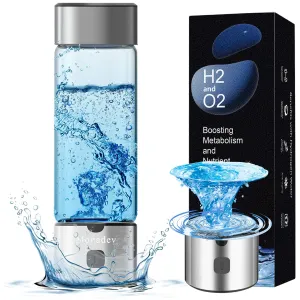 Hydrogen Water Bottle Generator,2025 New Hydrogen Water Bottle with Advanced SPE/PEM Tech-3 Min Up to 2300  PPB,Portable & Rechargeable Hydrogen Water Ionizer Machine for Fitness and Trave (Silver)