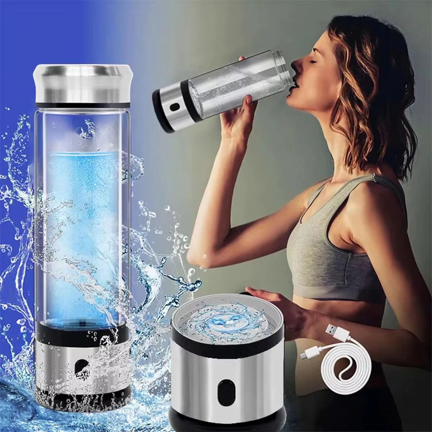 Hydrogen Water Bottle, Hydrogen Water Generator, Portable Hydrogen Water Bottle Machine, Travel, Fitness & Everyday Hydration(1200PB)