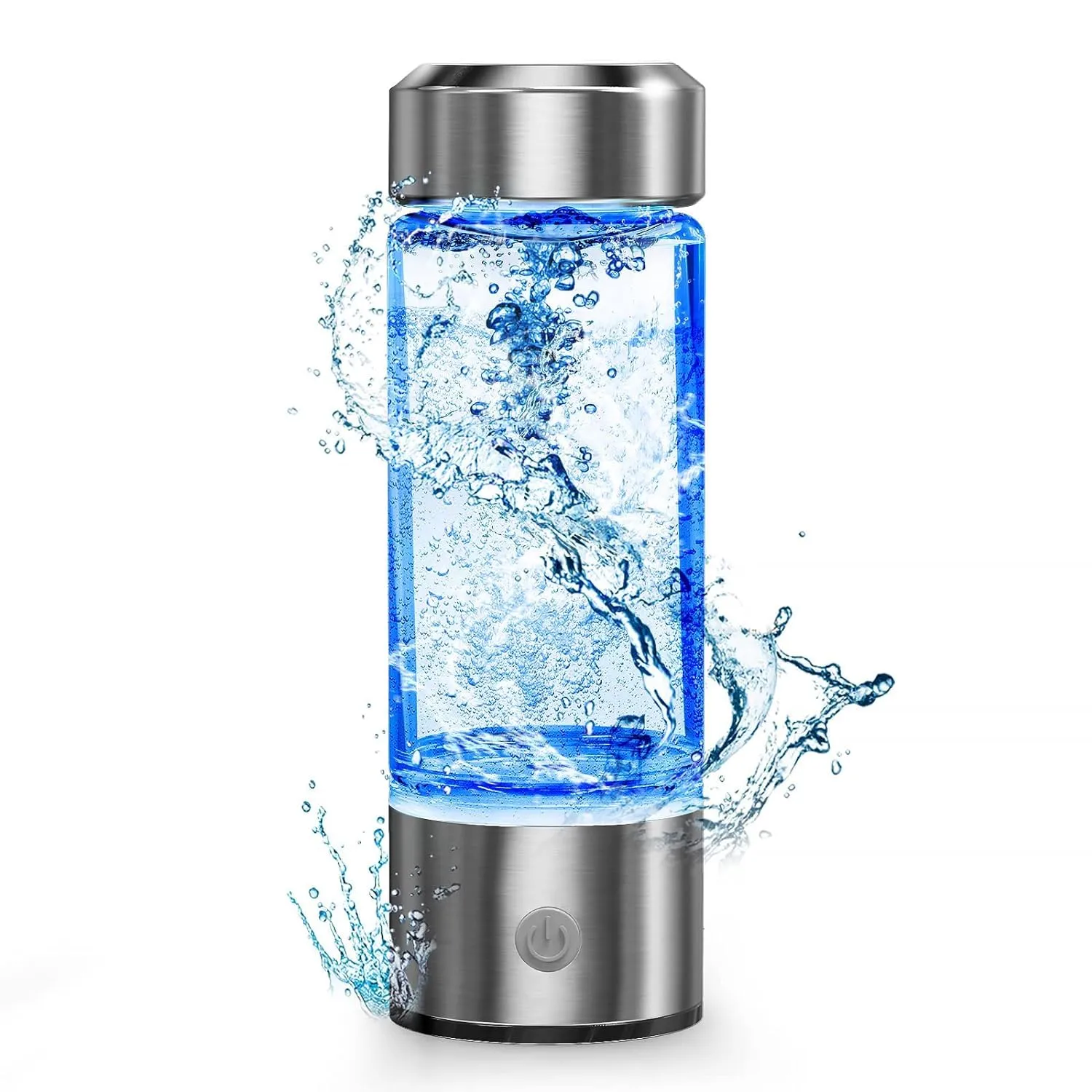 Hydrogen Water Bottle, Portable Hydrogen Water Ionizer Machine, Hydrogen Water Generator, Rechargeable Hydrogen Rich Water Glass Health Cup for Home Travel (Silver)