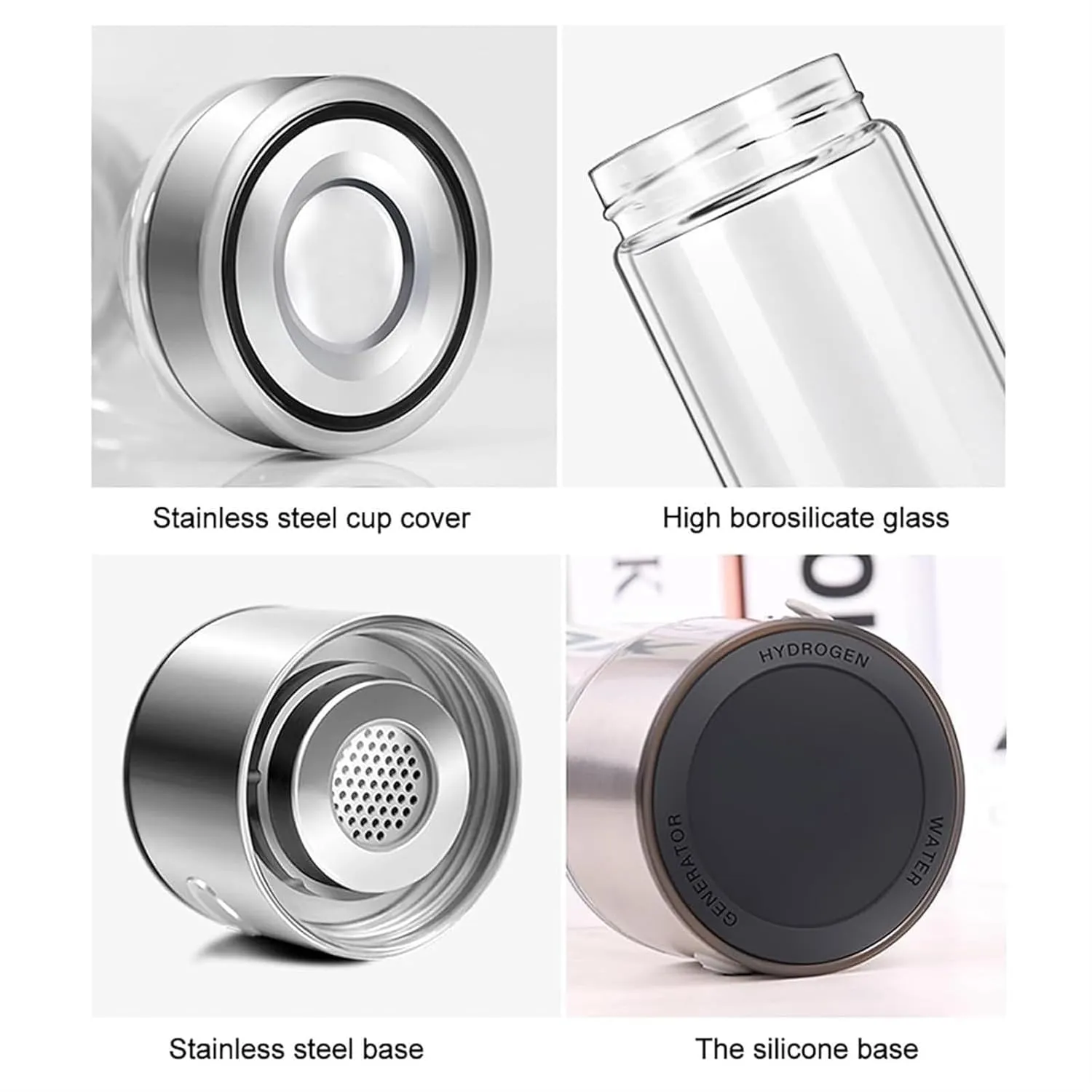 Hydrogen Water Machine, Hydrogen Water Bottle, Portable Hydrogen Water Generator, Hydrogen Water Generator Bottle, Hydrogen Rich Water Glass Health Cup for Home Travel(A), Size