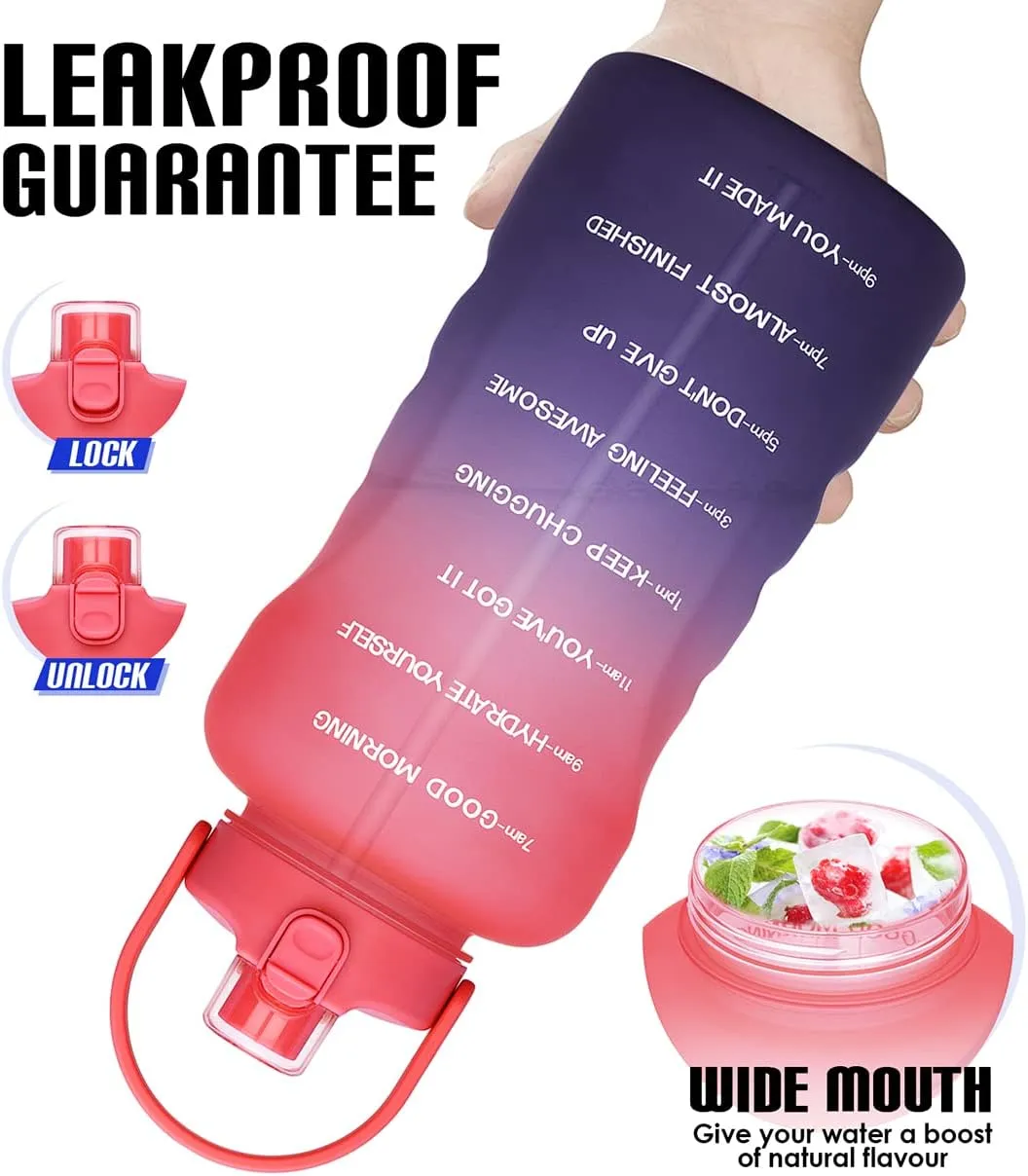 HydroPal 1 Gallon Water Bottles with Straw, 128 oz / 3.8L Water Bottle BPA Free Innovative 2-IN-1 Lid Gym Bottle with Times to Drink Motivational, Large for Sports Fitness Camping Water Jug One Gallon